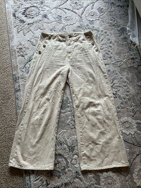 Zara High-Waist Wide Leg Sailor Pants in Beige